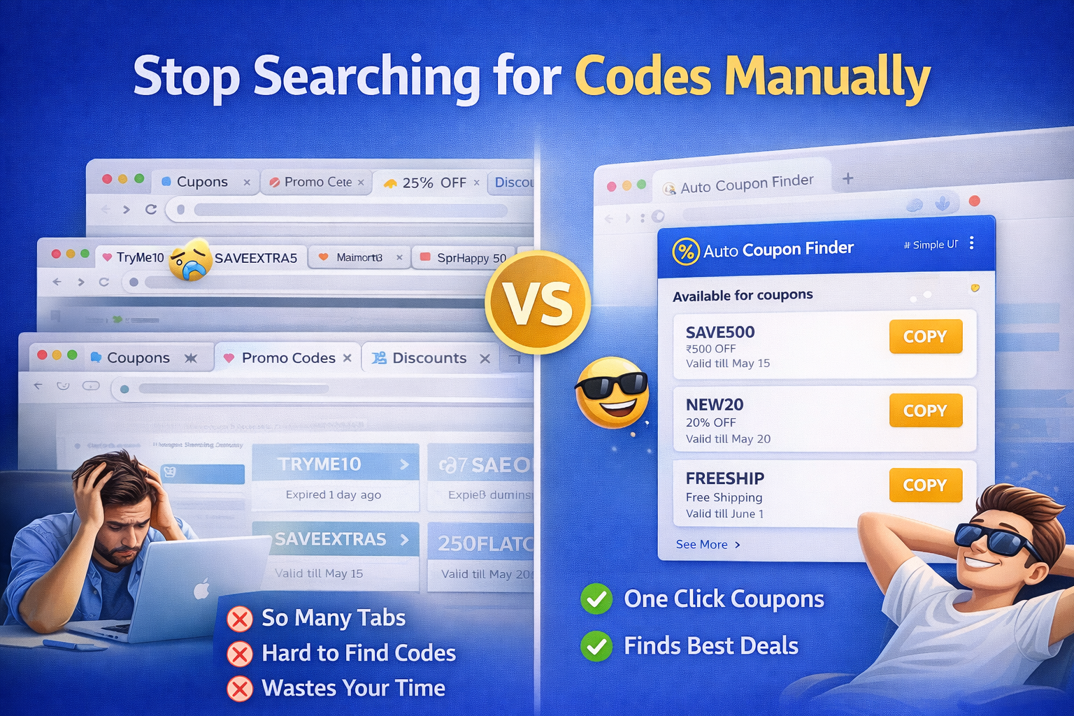 Easy settings and seamless one-click integration for the Auto Coupon Finder